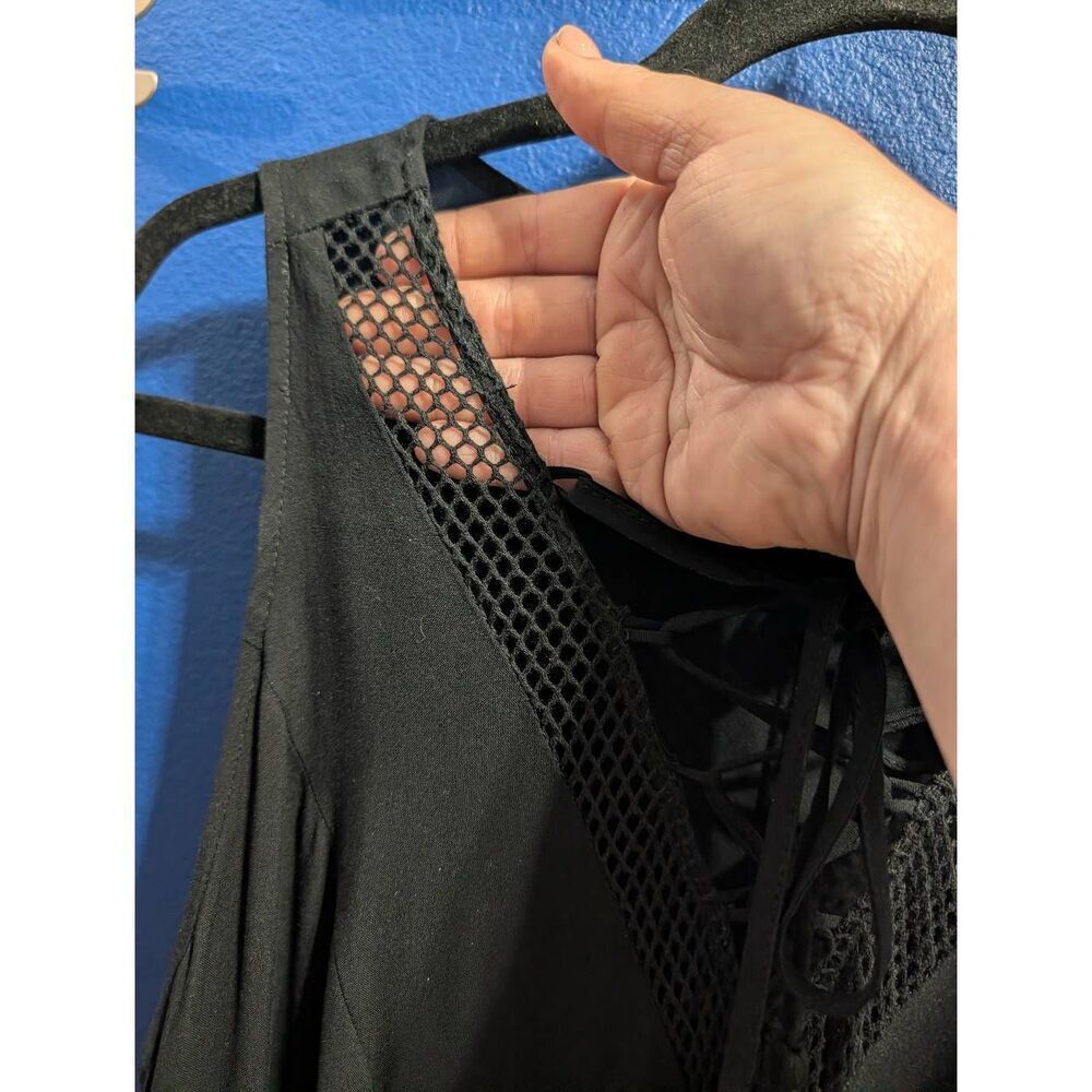 Torrid Black Lace Up Challis Trapeze Maxi Dress 00 Large Boho Gypsy Festival - Picture 16 of 16
